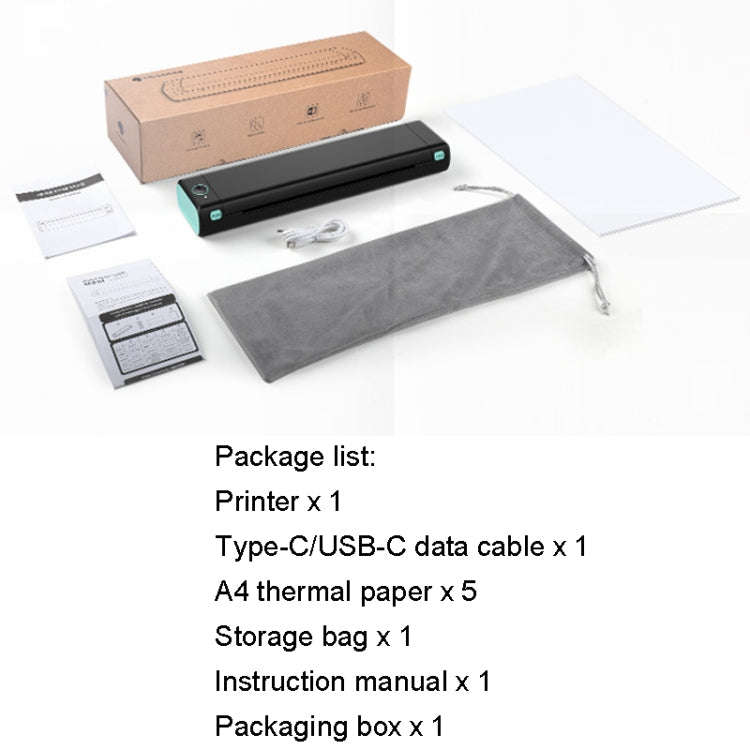 M08F Bluetooth Wireless Handheld Portable Thermal Printer(Gray Letter Version)