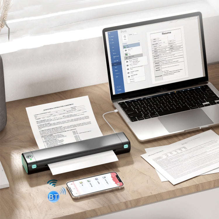 M08F Bluetooth Wireless Handheld Portable Thermal Printer(Gray Letter Version)