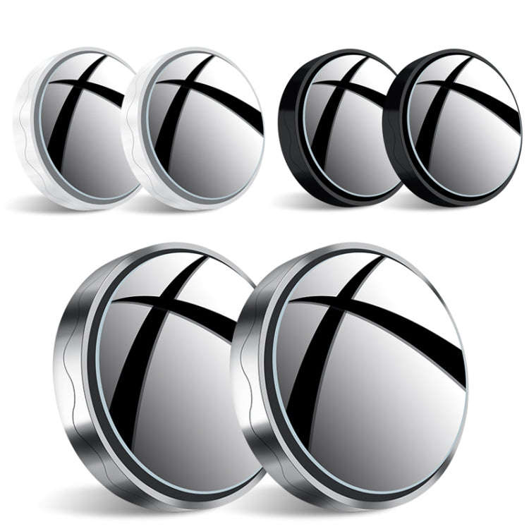 1pair Reversing Mirror Small Round Mirror HD Large View Suction Cup Blind Spot Mirror(Silver)