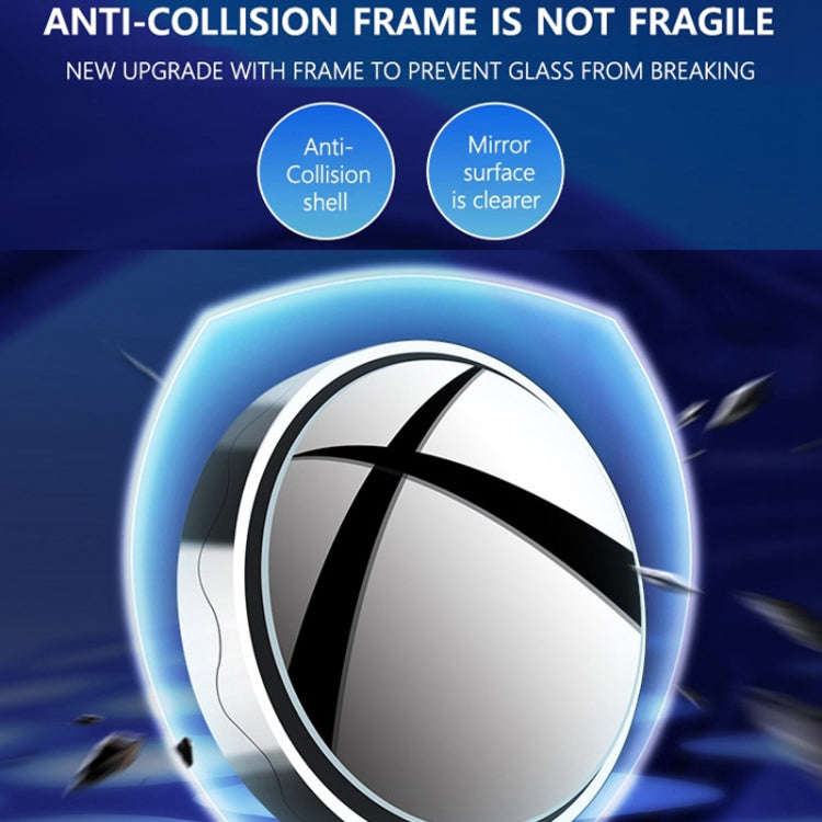 1pair Reversing Mirror Small Round Mirror HD Large View Suction Cup Blind Spot Mirror(White)