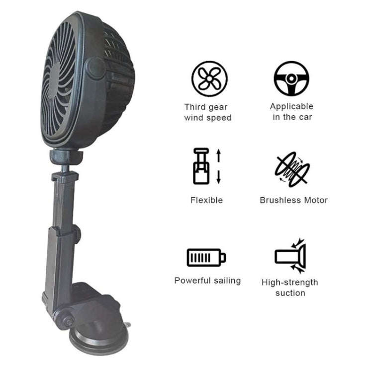 Car Suction Cup Fan Desktop Dormitory Office Kitchen Fan(White)
