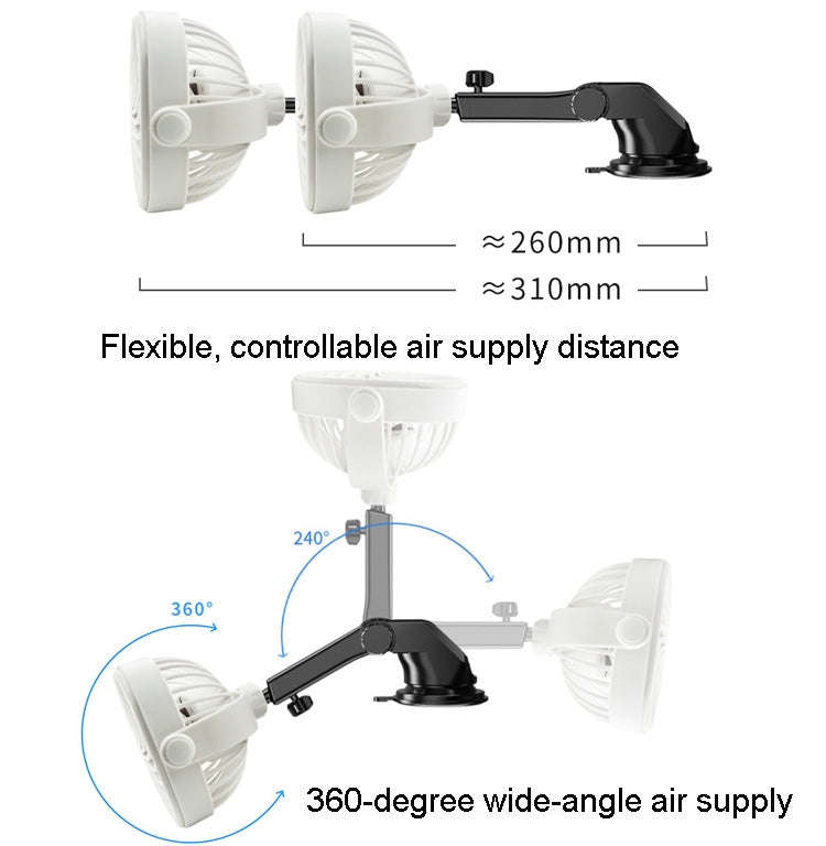 Car Suction Cup Fan Desktop Dormitory Office Kitchen Fan(White)