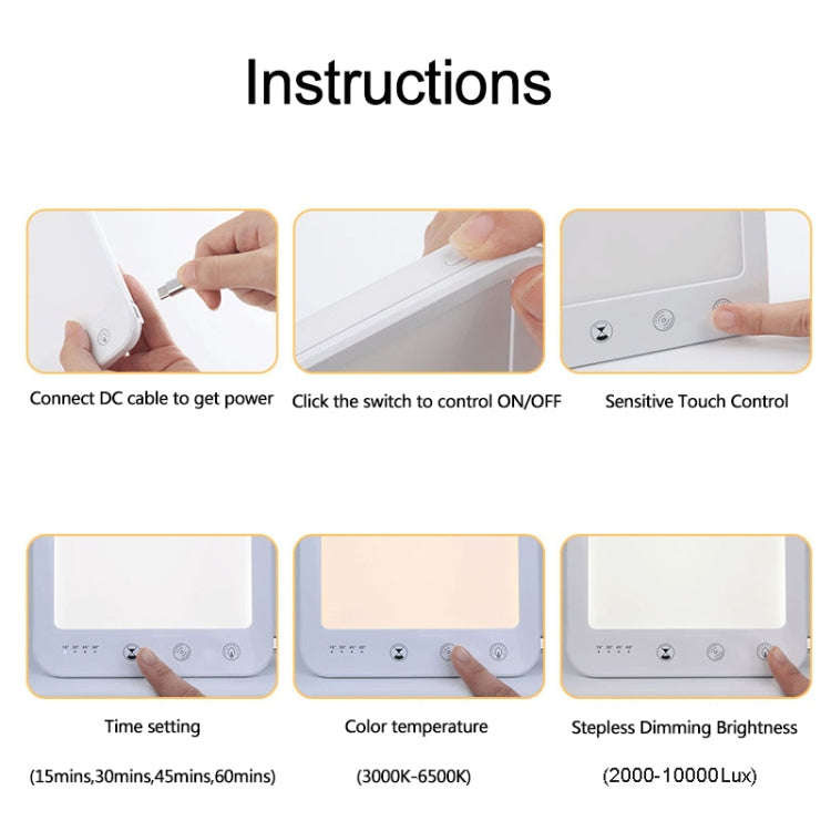 JSK-30 LED Timing Intelligent Dimming SAD Therapy Lamp, Specification: With Power Line