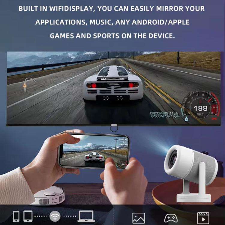 J1 1280 X 720P Projector WiFi 6 Android 11 System Supports Mirroring Screen UK Plug