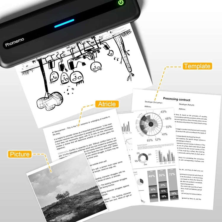 Phomemo M832 300dpi Wireless Thermal Portable Printer, Size: A4 Version(Purple)