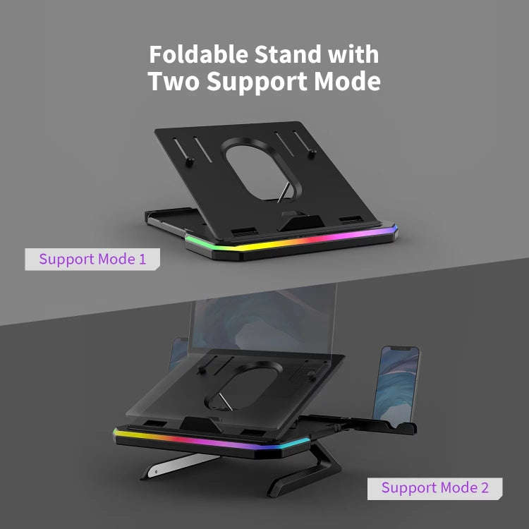 Laptop Stand with RGB Lighting 9-Level Adjustable Notebook Stand(Black)