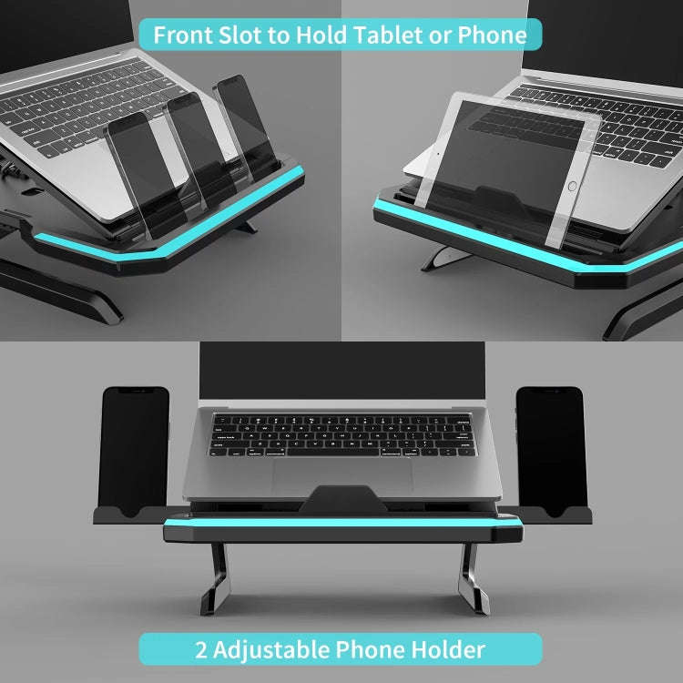 Laptop Stand with RGB Lighting 9-Level Adjustable Notebook Stand(Black)