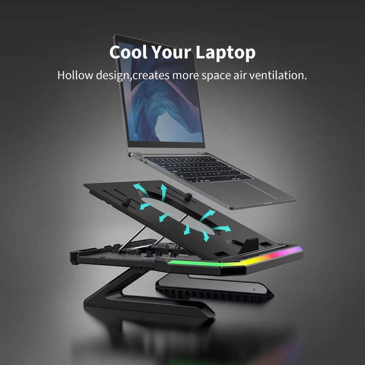 Laptop Stand with RGB Lighting 9-Level Adjustable Notebook Stand(Black)