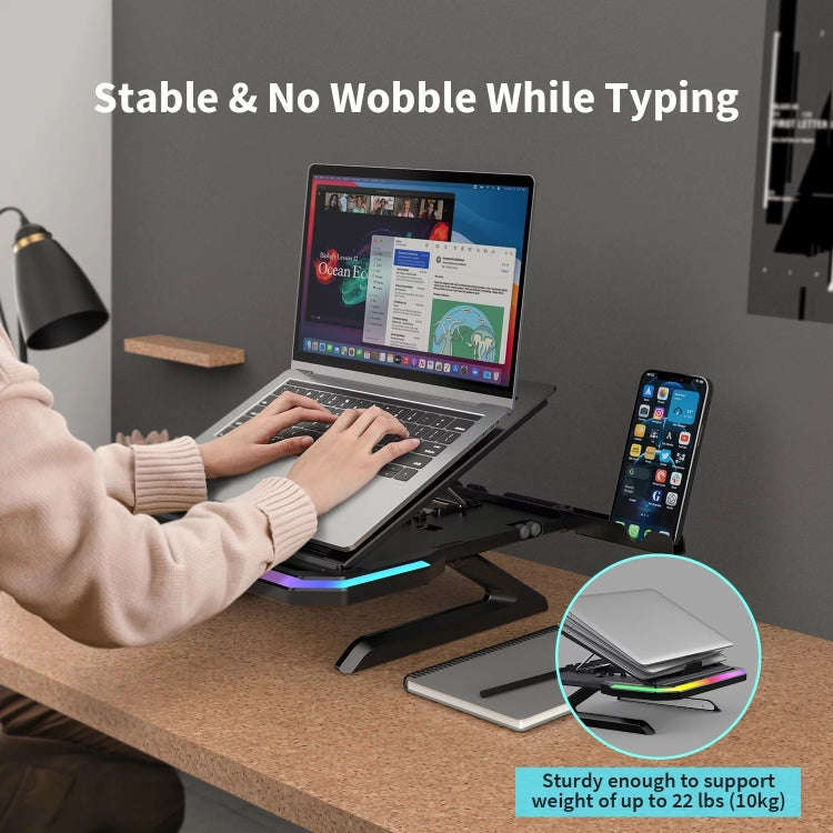 Laptop Stand with RGB Lighting 9-Level Adjustable Notebook Stand(Black)