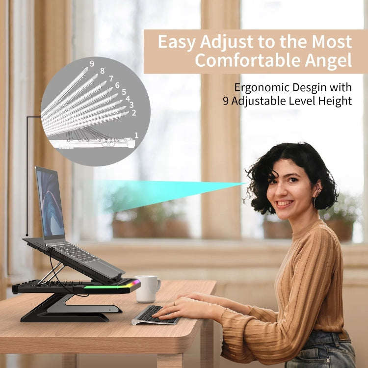 Laptop Stand with RGB Lighting 9-Level Adjustable Notebook Stand(Black)