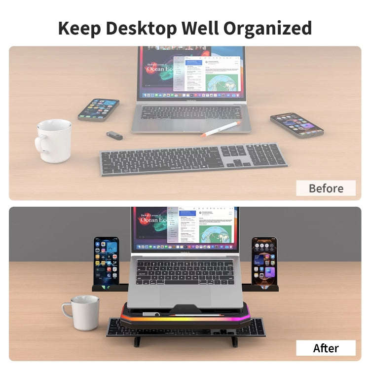 Laptop Stand with RGB Lighting 9-Level Adjustable Notebook Stand(Black)