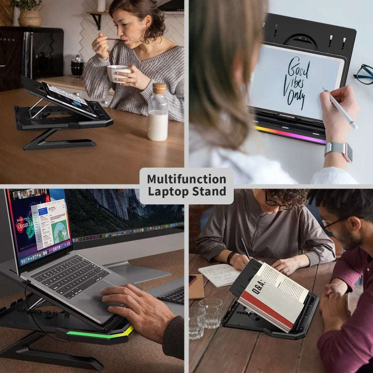 Laptop Stand with RGB Lighting 9-Level Adjustable Notebook Stand(Black)