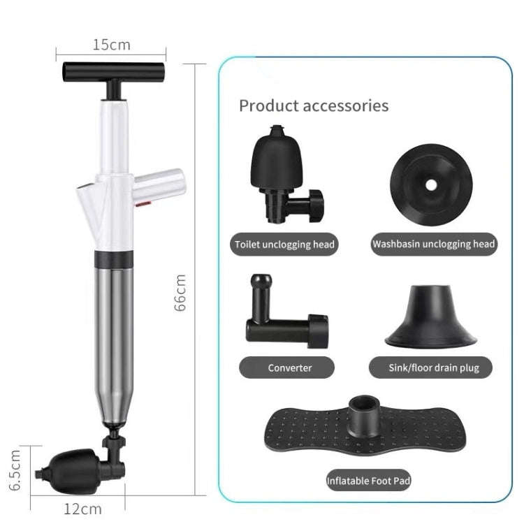 Toilet Pipe Dredger Toilet Sewer Floor Drain Clogged Household High Pressure Pneumatic Tool(Black)