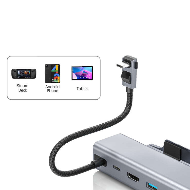 For Steam Deck HDMI+RJ45+2 USB 3.0 +USB-C/Type-C 3.0+USB-C PD 100W  6-In-1 Base Docking Station B...