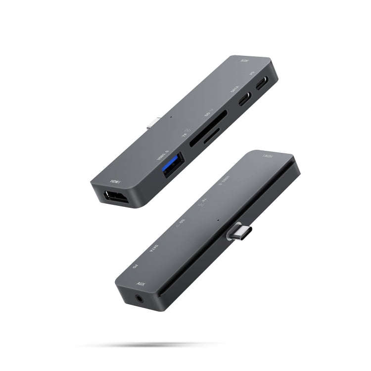 For IPad Pro 7-In-1 HDMI 4K + 3.5mm Audio + SD/TF+ 1 USB 3.0 + USB-C/Type-C + PD USB-C Docking St...