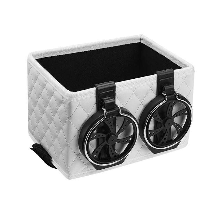 Car Armrest Box Folding Storage Box Multifunctional Water Cup Holder(Leather Beige)