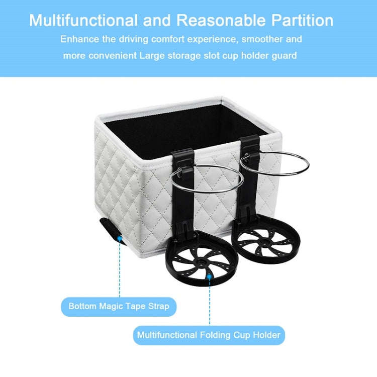 Car Armrest Box Folding Storage Box Multifunctional Water Cup Holder(Leather Beige)