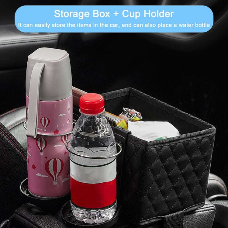 Car Armrest Box Folding Storage Box Multifunctional Water Cup Holder(Leather Beige)