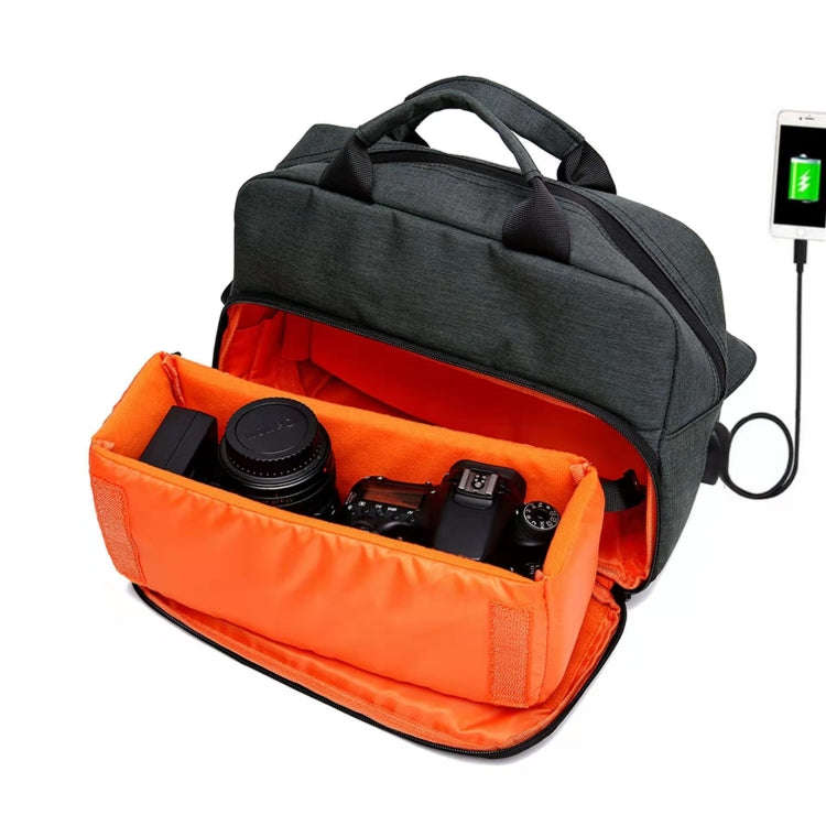 SLR Camera Bag Men Crossbody  Photography Bag Waterproof Carrying Case with USB Charging Port, Si...