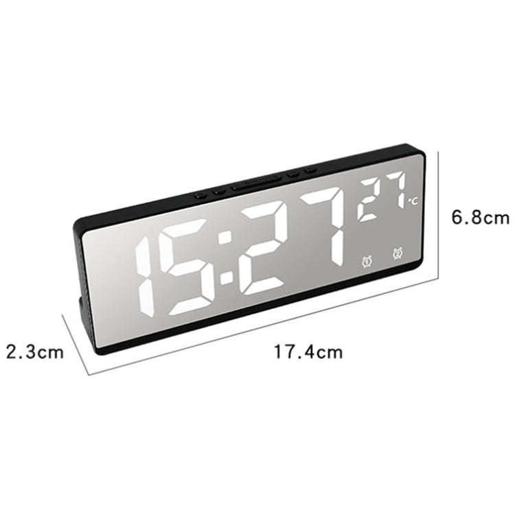 6631 LED Digital Display Multifunctional Electronic Clock Desktop Temperature Mirror Alarm Clock(...