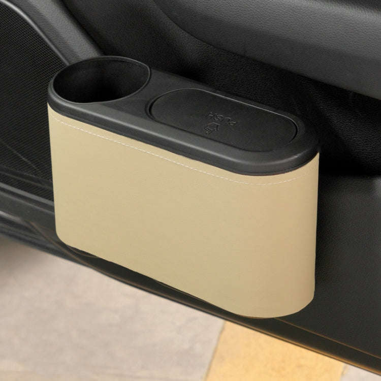 Car Seat Water Cup Holder Umbrella Storage Box Trash Can, Color: Beige Leather