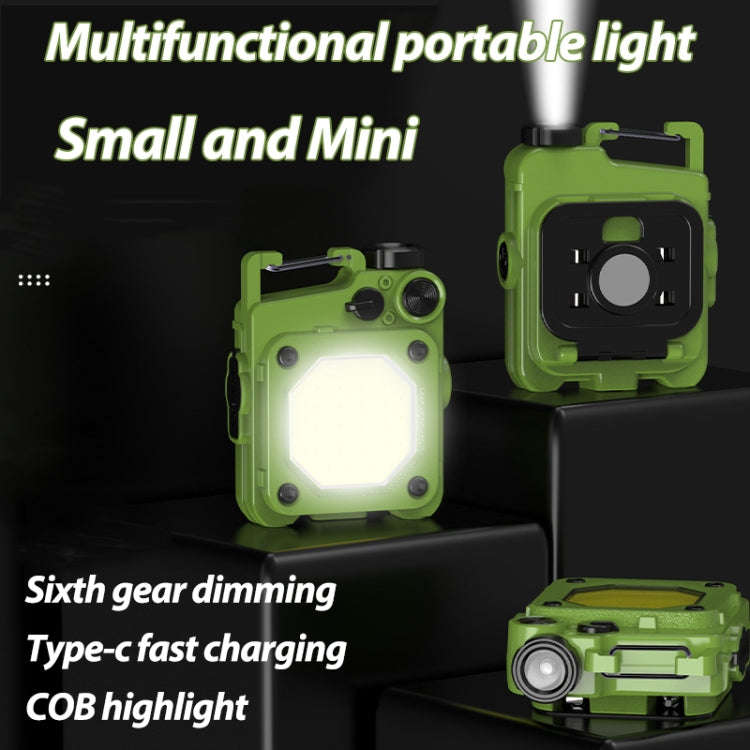 Mini Keychain COB Flashlight USB Rechargeable Magnetic Work Light For Outdoor Camping(Black)