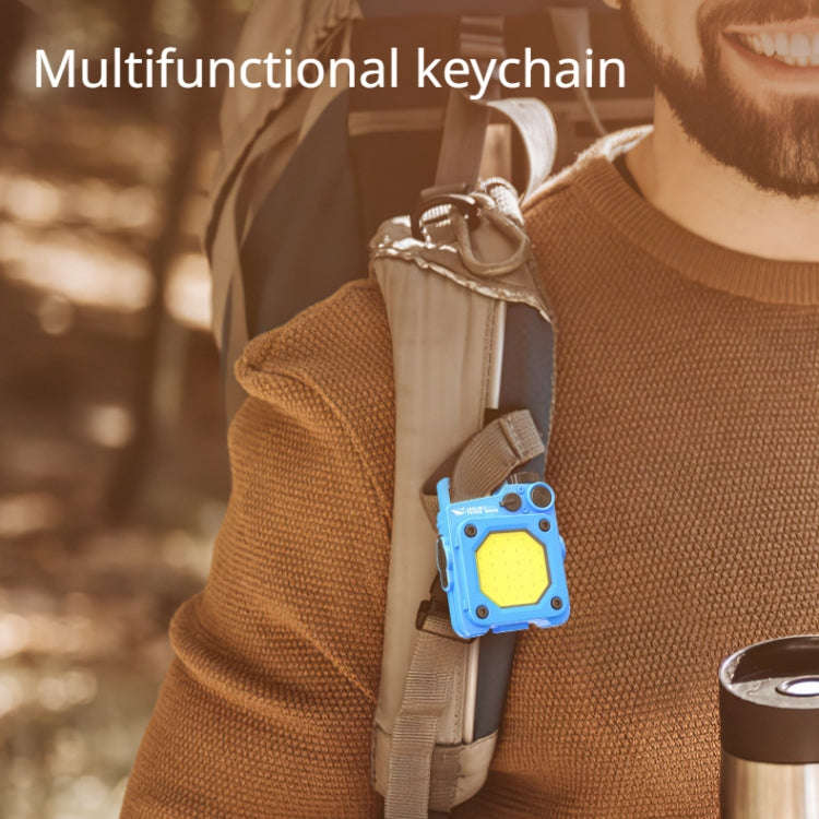 Mini Keychain COB Flashlight USB Rechargeable Magnetic Work Light For Outdoor Camping(Yellow)