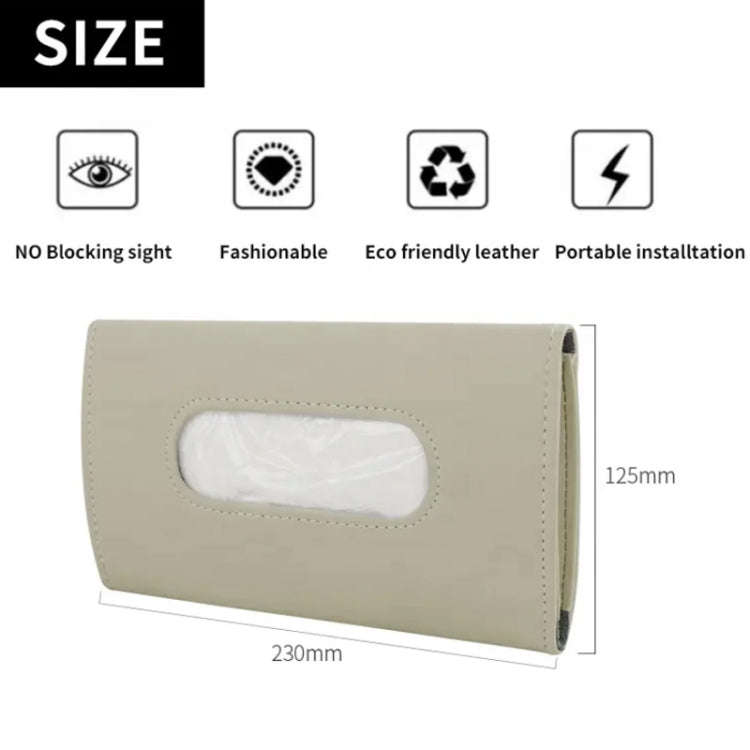 Car Sun Visor Tissue Holder Leather Hanging Storage Box(Beige)