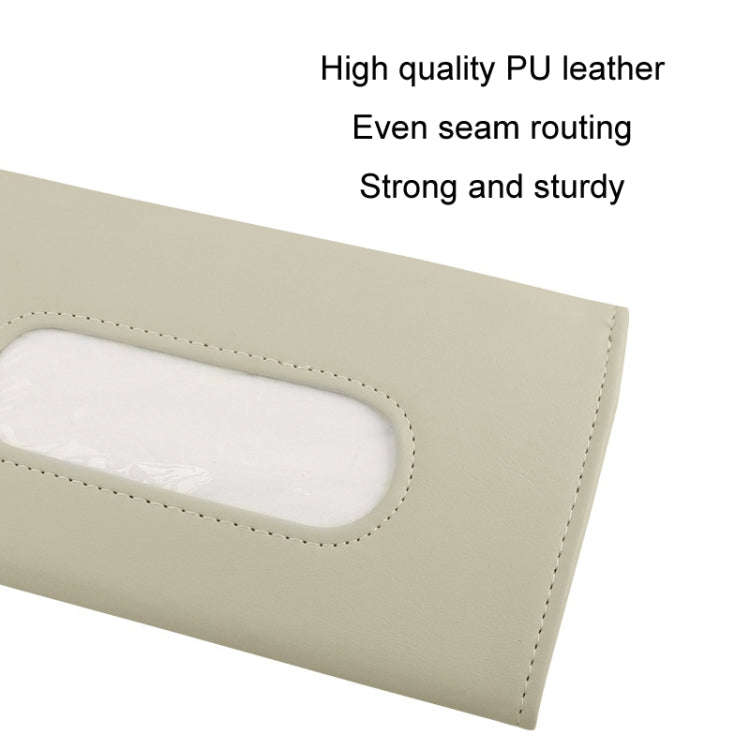 Car Sun Visor Tissue Holder Leather Hanging Storage Box(Beige)