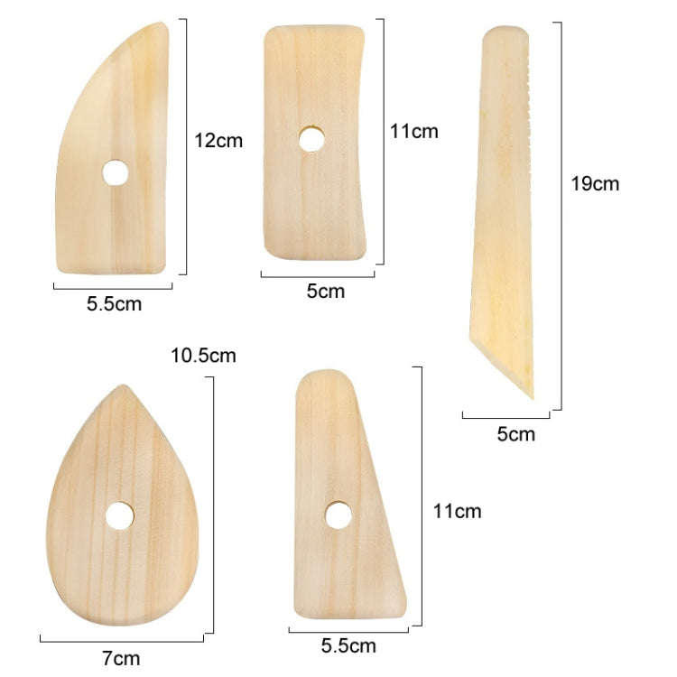 5pcs/set Wooden Skeleton Knife Pottery Scraper Handmade Tools