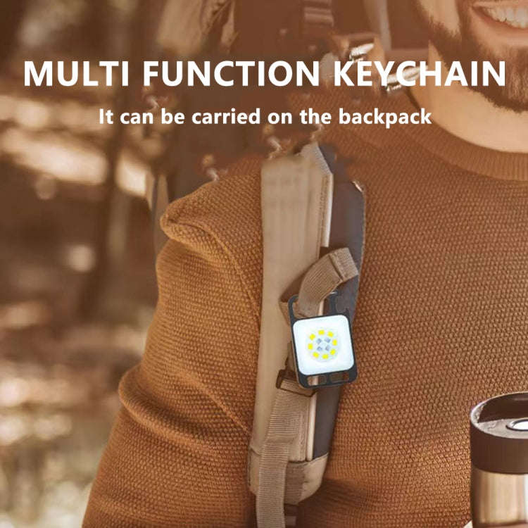 Key Chain Light Magnetic Suction Work Light Rechargeable Flashlight For Outdoor Camping(White)