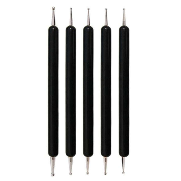 5pcs/set Pottery Tool Indentation Pen Manicure Point Drill Pen(Black)