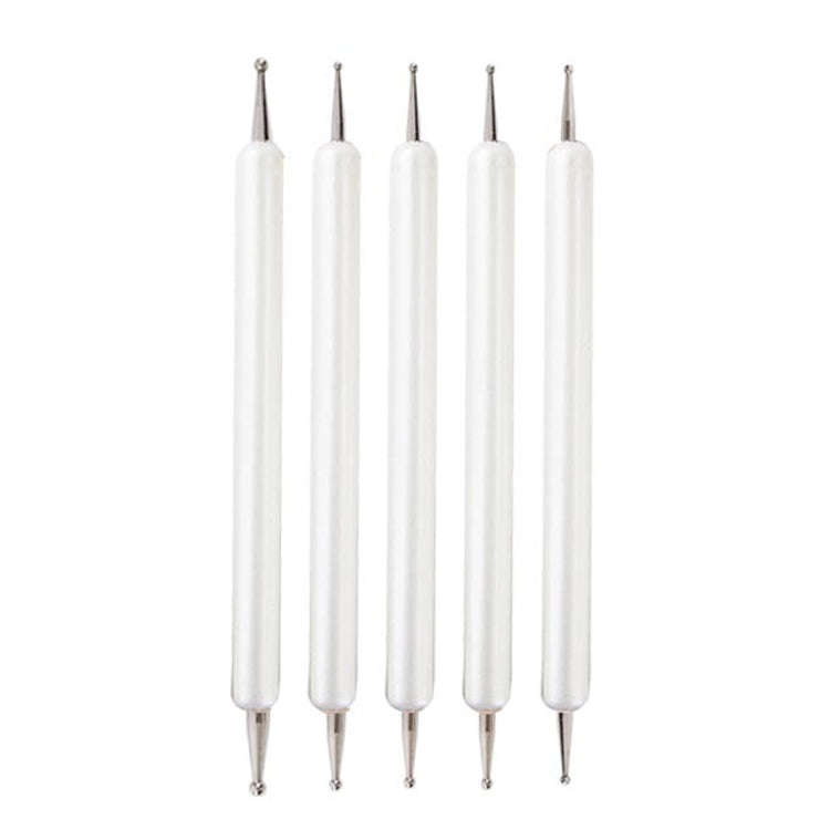 5pcs/set Pottery Tool Indentation Pen Manicure Point Drill Pen(White)