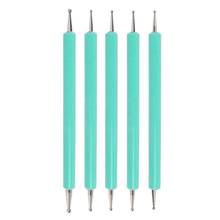 5pcs/set Pottery Tool Indentation Pen Manicure Point Drill Pen(Green)