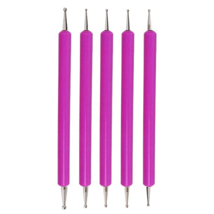 5pcs/set Pottery Tool Indentation Pen Manicure Point Drill Pen(Purple)
