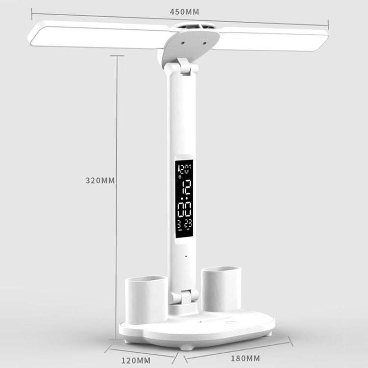 LED Intelligent Digital Display Foldable Desk Lamp, Style: Double Head Charging 3200mAh