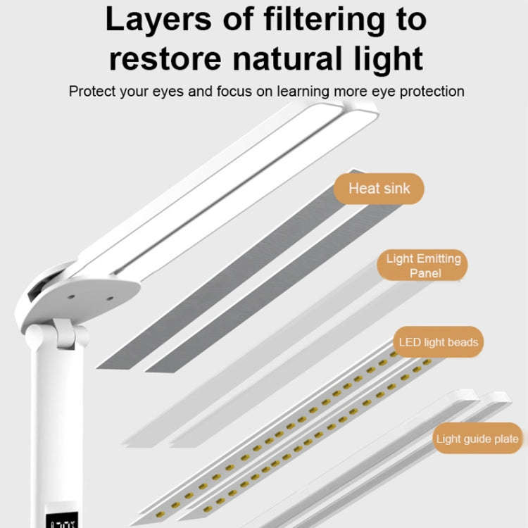 LED Intelligent Digital Display Foldable Desk Lamp, Style: Double Head Charging 3200mAh