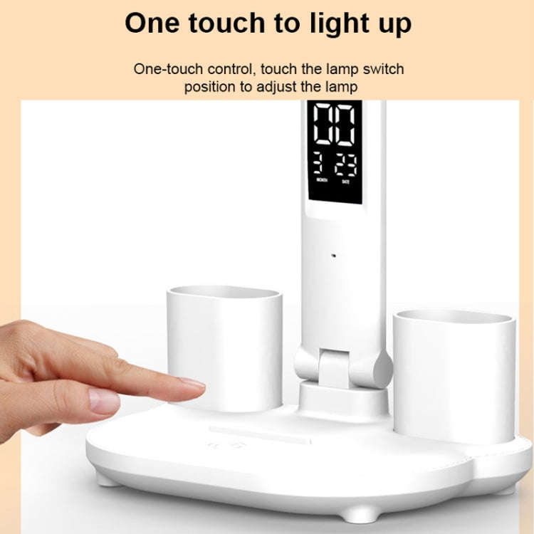 LED Intelligent Digital Display Foldable Desk Lamp, Style: Double Head Charging 3200mAh