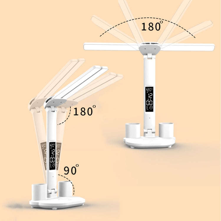LED Intelligent Digital Display Foldable Desk Lamp, Style: Double Head Charging 3200mAh