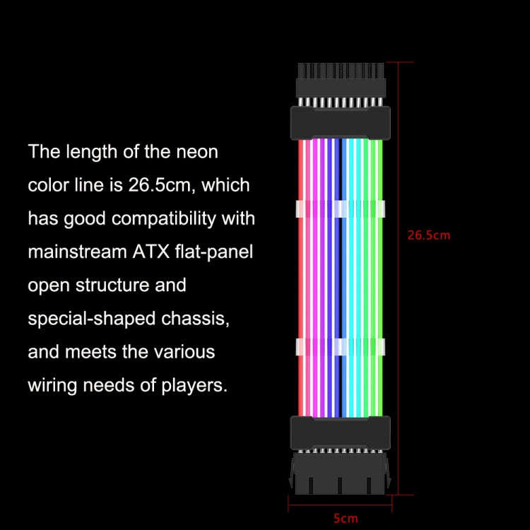 Double 8pin Graphics Card Power Supply Wire Black 5V ARGB Neon Color Line