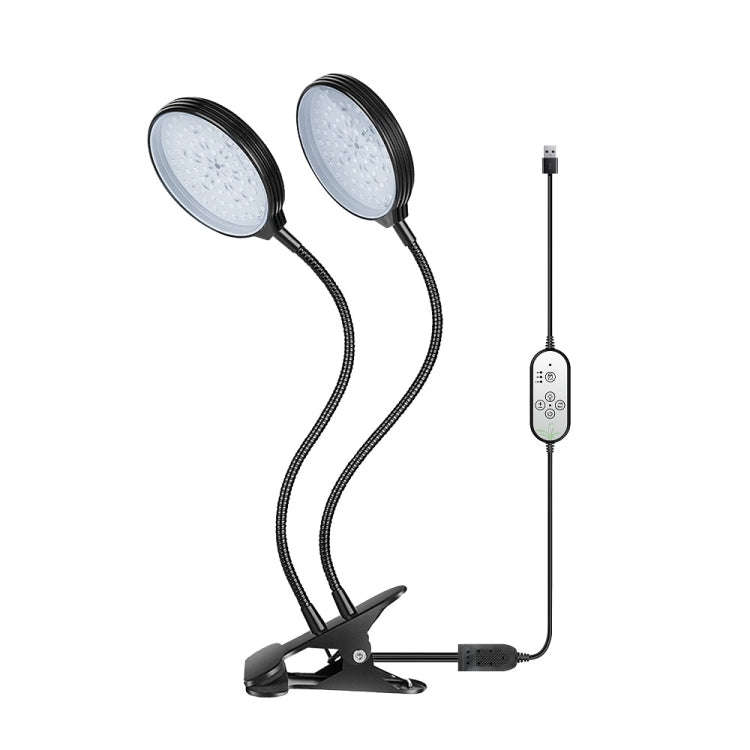 LED Plant Growth Light USB Remote Control Timing Fill Light Two Heads(Red Warm Light)