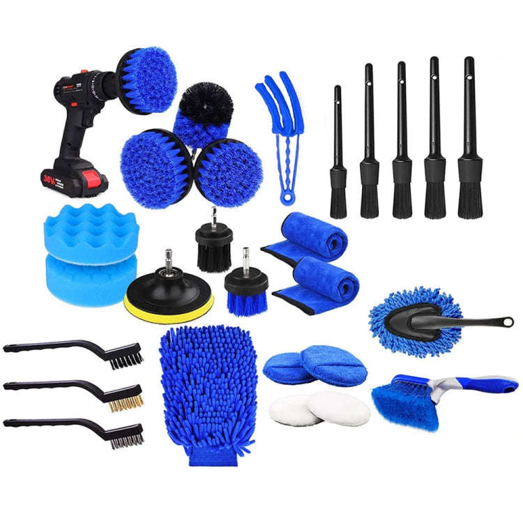 27pcs/set WRS-CS29 Car Wash Cleaning Brush Set Car Interior Crevice Cleaning Electric Drill Brush