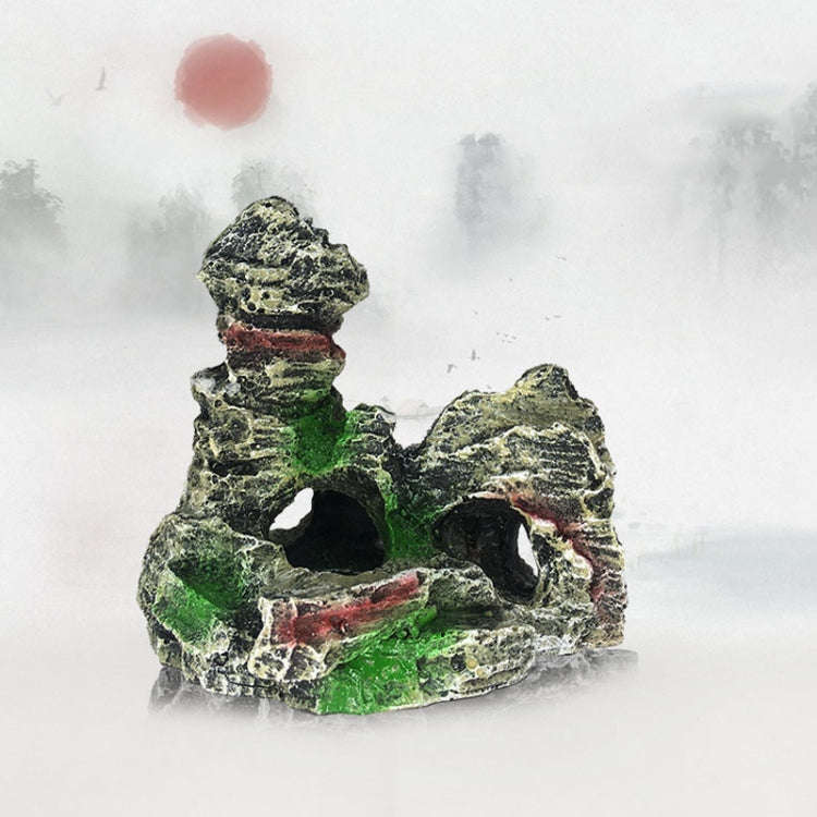 Stone Fish Tank Landscape Simulation Resin Aquarium Decorative Ornament, Style: Cave Mountain D