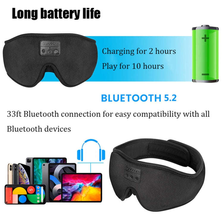 EM4 Bluetooth 5.2 Eye Mask Wireless Headphone Eye Protection for Sleep Office Lunch Break(Black)