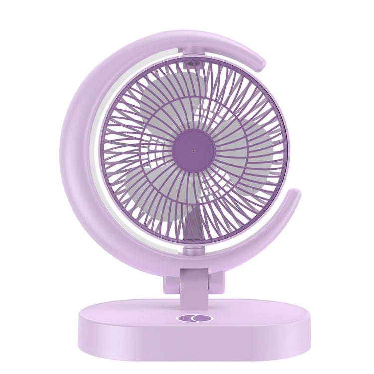 LF-002 Mini USB Rechargeable Light Desktop Fan Rotatable Night Light Silent Fan(Purple)
