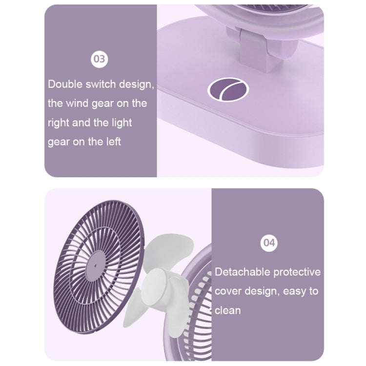 LF-002 Mini USB Rechargeable Light Desktop Fan Rotatable Night Light Silent Fan(Light Green)