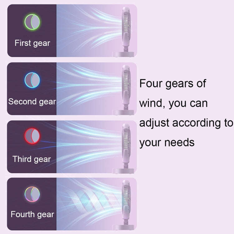 LF-002 Mini USB Rechargeable Light Desktop Fan Rotatable Night Light Silent Fan(Purple)