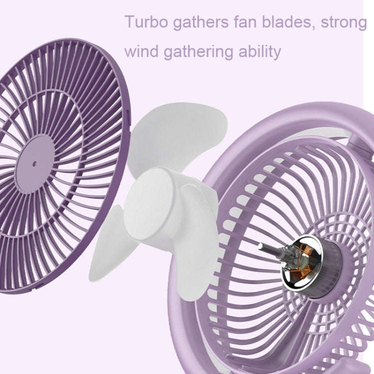 LF-002 Mini USB Rechargeable Light Desktop Fan Rotatable Night Light Silent Fan(Light Green)