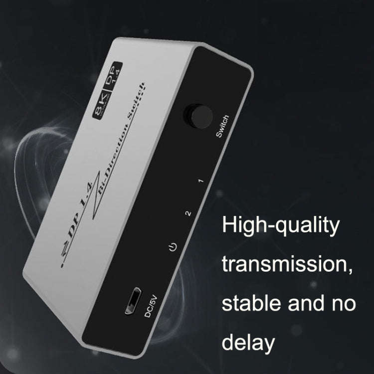 8K 60HZ 1.4V 2 In 1 Out DP Bidirectional Switcher(Grey)