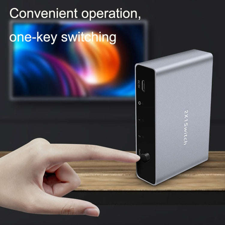 8K 60HZ 1.4V 2 In 1 Out DP Bidirectional Switcher(Grey)